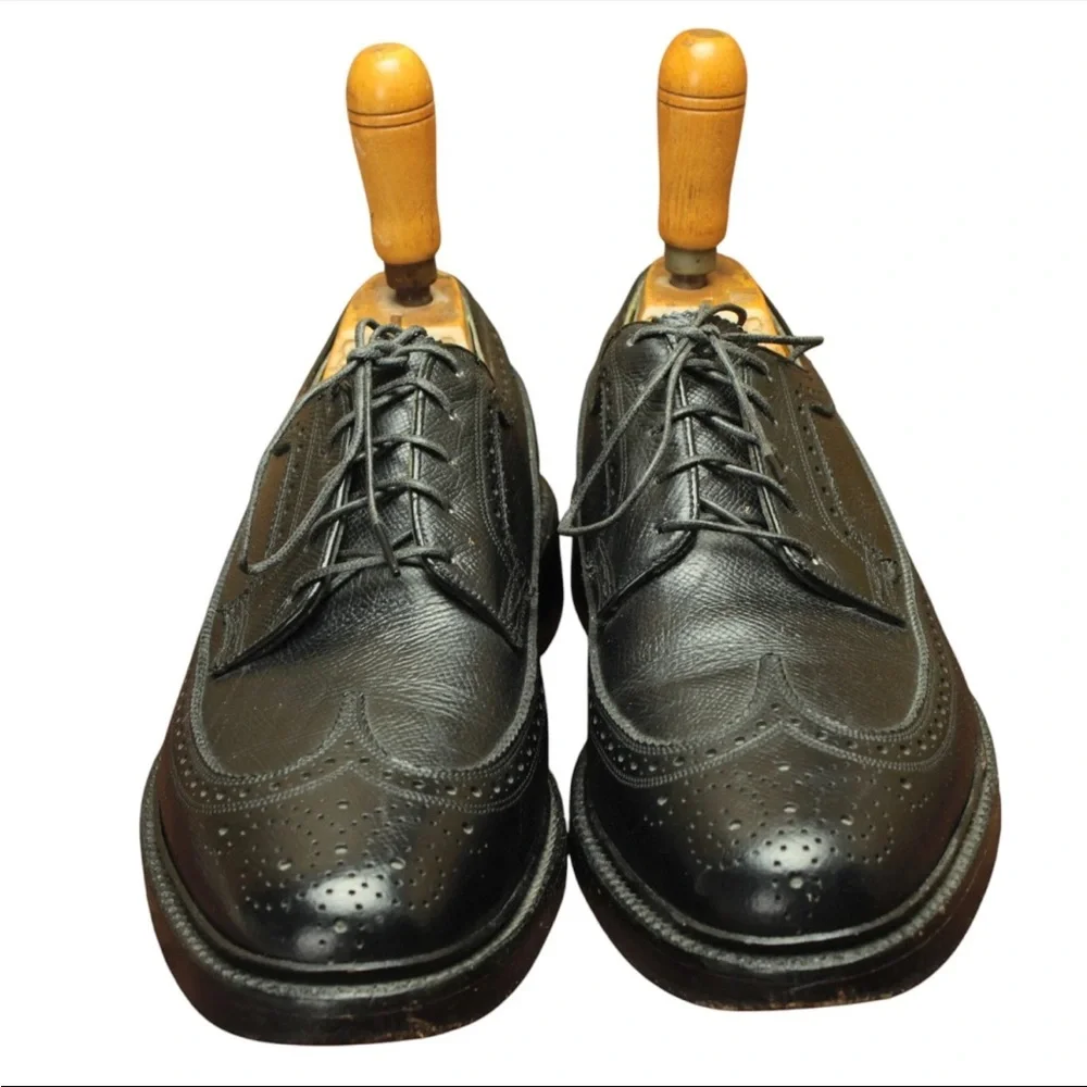 Florsheim Imperial Shell Cordovan 5 Nail Wingtips Brogue Mens 8 D Black Leather
